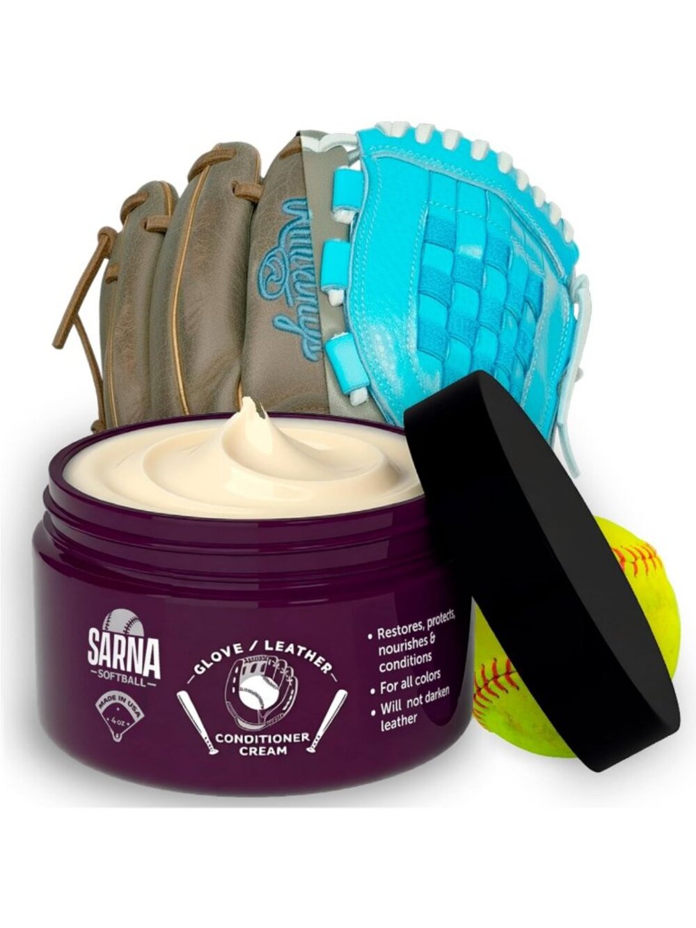 Leather Glove Conditioner Cream 4 Oz – Softball & Mitt Care, Break In Faster